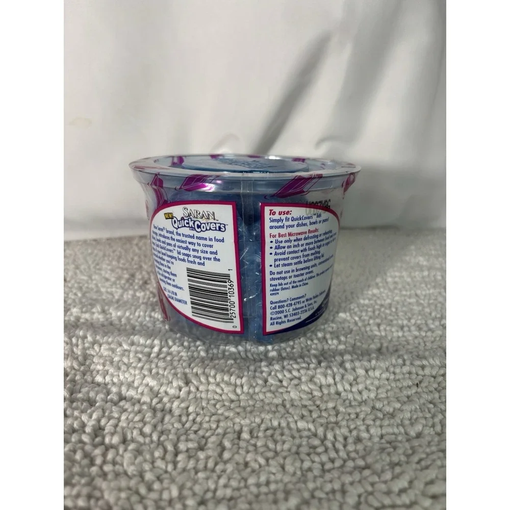 Saran Quick Covers Lids 14 Medium Blue Plastic 14-1/8 inch diameter